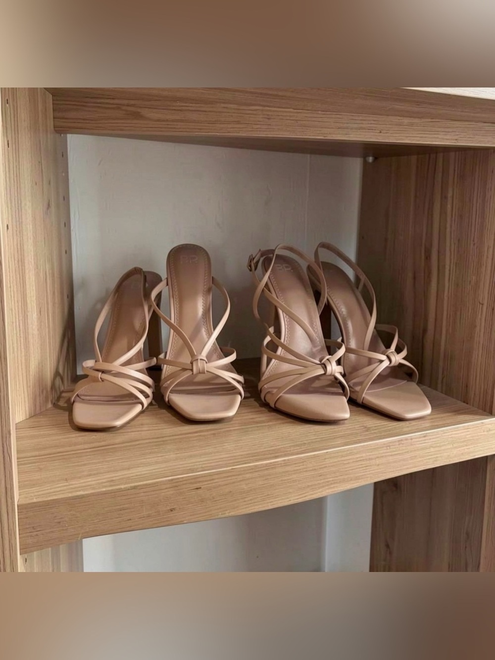 BP Women's Beige Strappy Heels